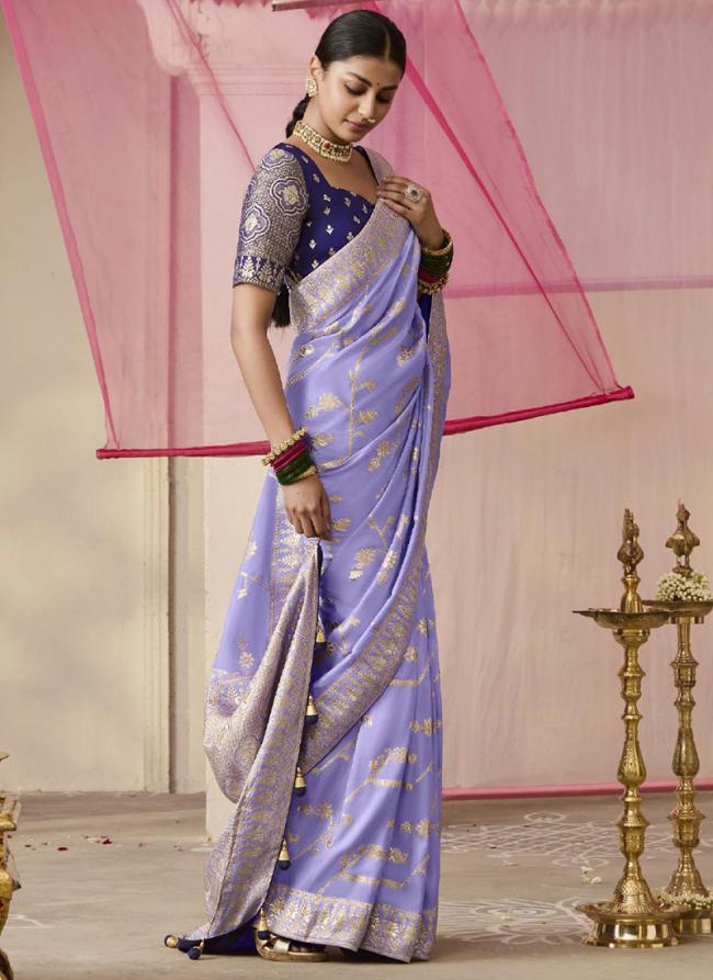 Dola Silk Lavender Wedding Wear Weaving Saree